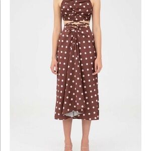 Keepsake the Label brown pink polka dot tie skirt